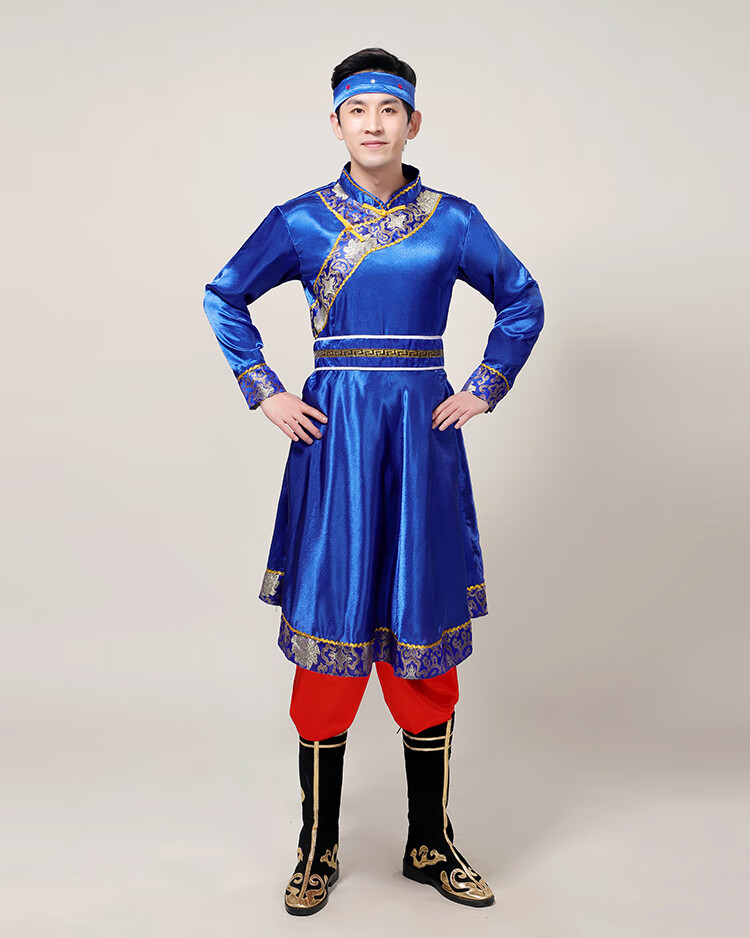 szhg【明星同款}蒙古族服装男夏装舞蹈演出服少数民族内蒙古草原舞现