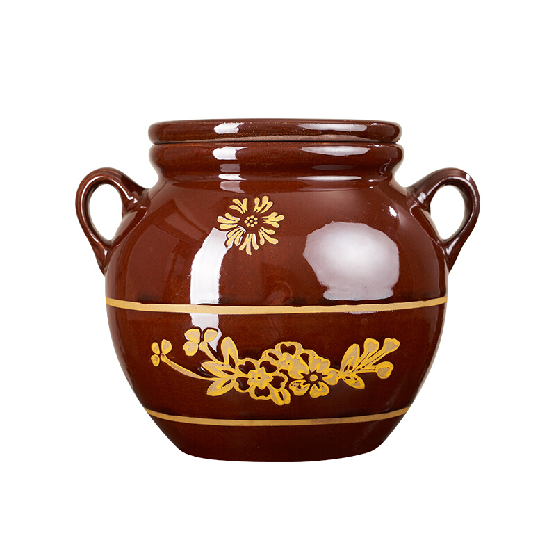 匠良金装猪油罐子家用陶瓷厨房老式耐高温放容器荤土陶油缸带盖盐油