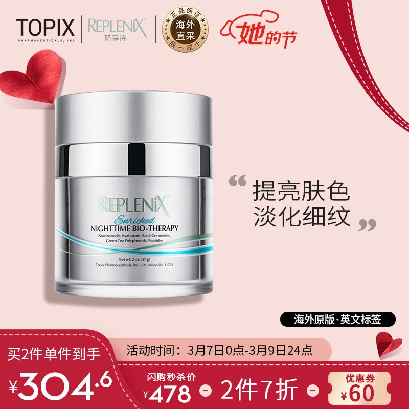 Topix Replenix 绿茶多酚夜间修复晚霜 57g 烟酰胺版