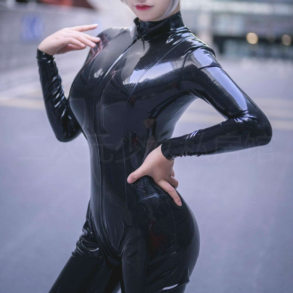 辛皇 cosplay搜查官连体皮衣性感紧身胶衣cos服束缚 黑色 l(105-115)