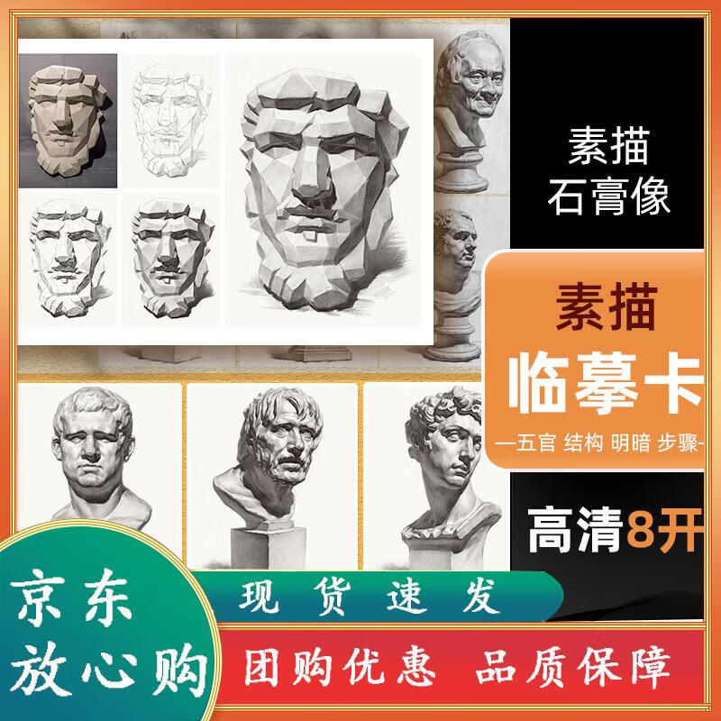 高清8开素描石膏像临摹卡五官结构明暗步骤 沐尚文化单体文创作品艺考