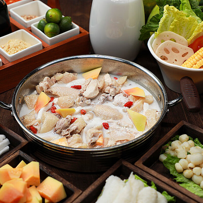 满家乐正宗椰子鸡火锅全套餐火锅鸡汤 农家散养120天走地鸡火锅 2-3人份椰子鸡火锅(连赠品共3.9斤)