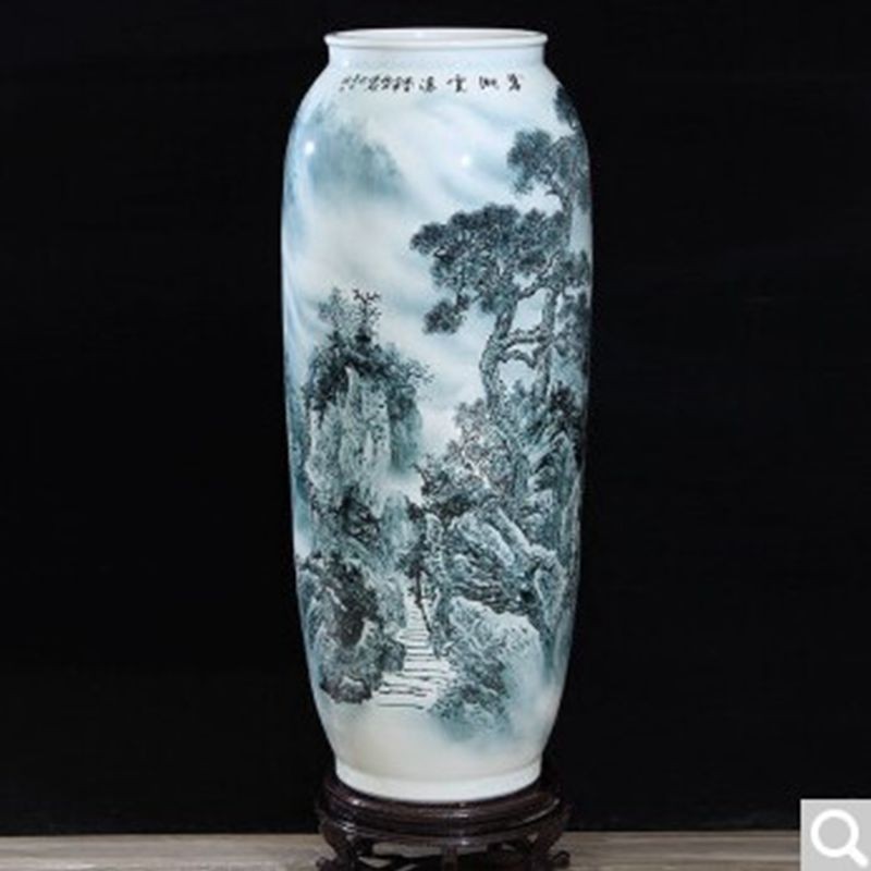 景德镇陶瓷器大师名家手绘青花瓷大号落地花瓶摆件电视柜客厅装饰 高