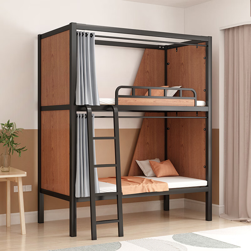 生态宜家上下铺双人床学生宿舍床青年公寓床双层床电竞旅馆简约铁艺床