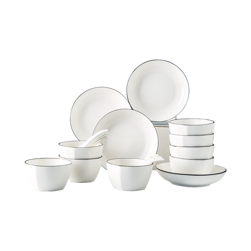 亿嘉（IJARL） 碗盘套装北欧餐具套装陶瓷餐具碗碟套装家用陶瓷套装 路易20头