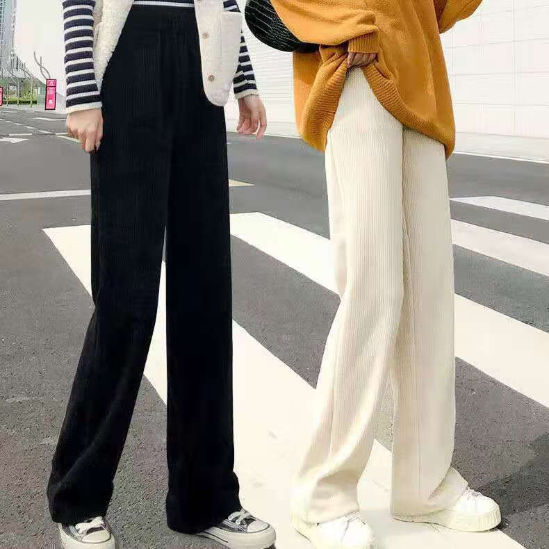 jianmi 茧蜜阔脚裤女灯芯绒阔腿裤女春秋加绒休闲裤垂感长裤子冬直筒
