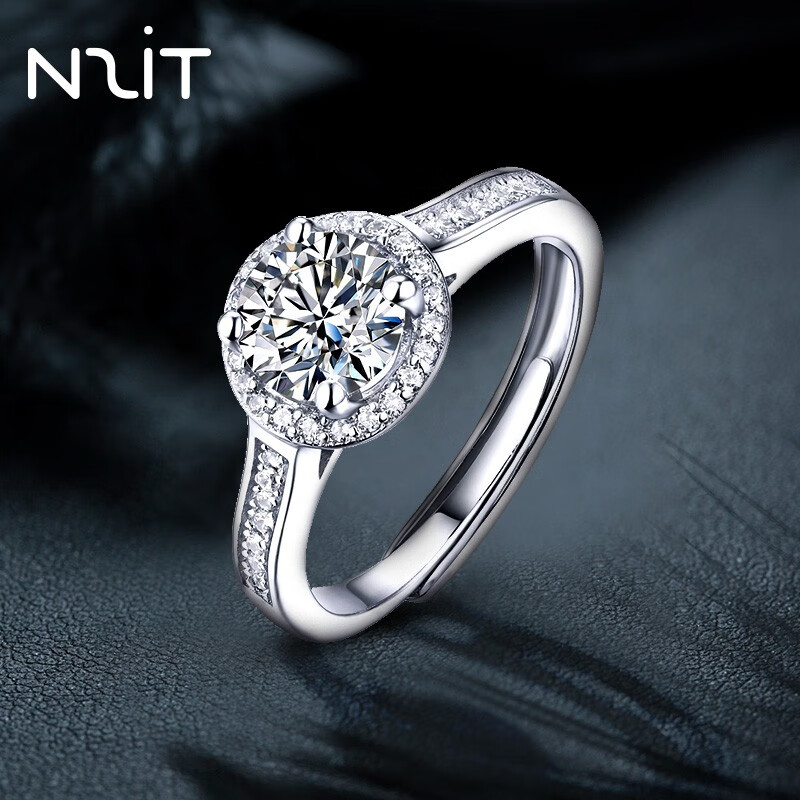 n2it莫桑钻戒指s925银女戒经典时尚款式生日求婚告白礼物送老婆女朋友