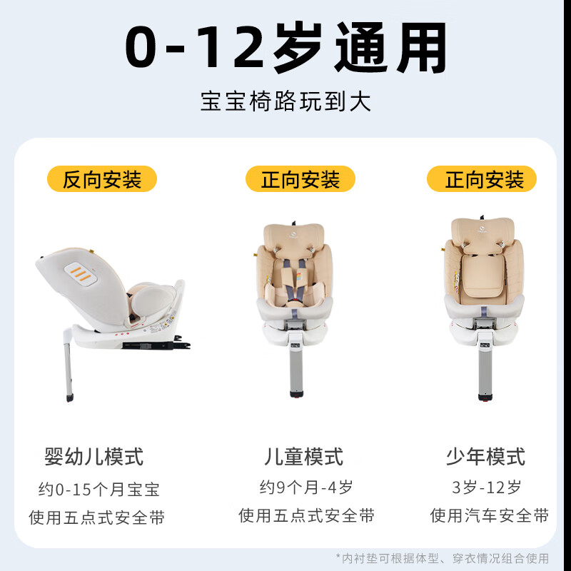 bebelock儿童安全座椅汽车用0-4-12岁婴儿宝宝360旋转车载可坐可躺i-Size 太空灰-标准款【单手旋转+抗翻转】