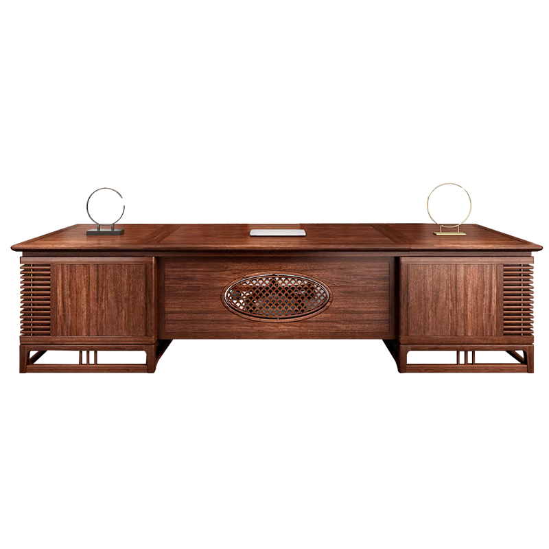 轩仕居 办公桌老板桌总裁桌 实木现代简约办公家具新中式板式大班台办公室桌椅组合书柜电脑桌书桌写字台 2米单桌 白蜡木/唐木