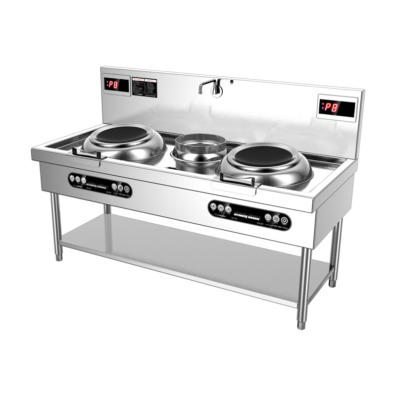 商用电磁炉灶凹面大功率8-15kw双头电炒炉灶台食堂厨房大锅灶青鲨 双