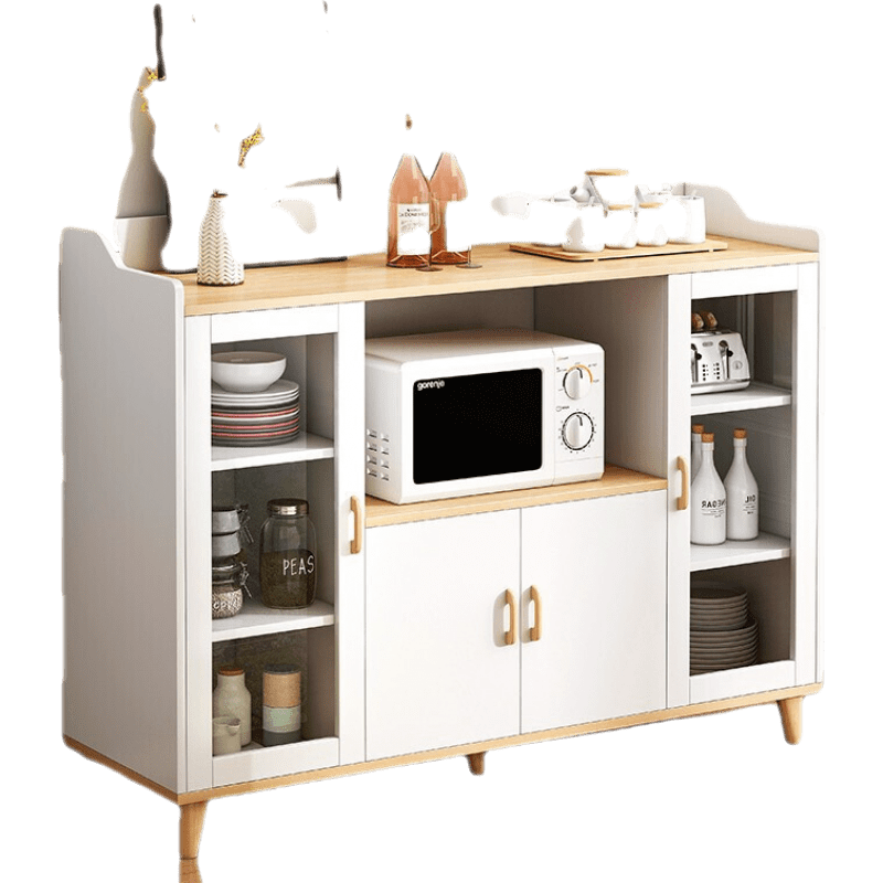 宜造 餐边柜碗柜家用厨房茶水柜客厅靠墙备餐柜储物置物柜 【四门一格】暖白色120*40*94cm