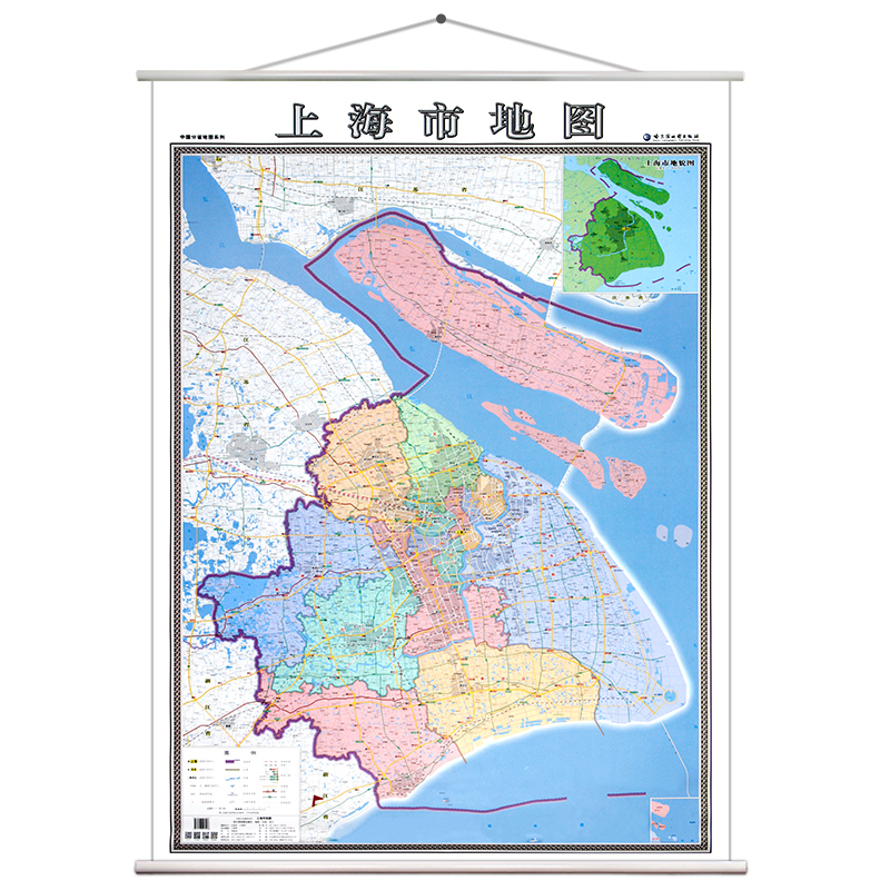 【正版现货】2021版上海市地图 全图挂图新版竖版1.0x1.