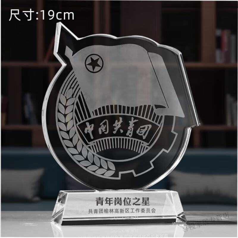 阡翌五四青年节水晶奖杯定制定做五四青年节日共青团团徽团员纪念品礼