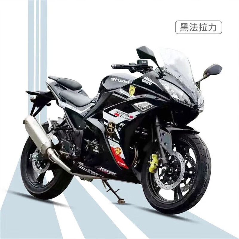 200cc忍者摩托车跑车400排量双缸水冷燃油机车趴赛可上牌 黑色法拉利