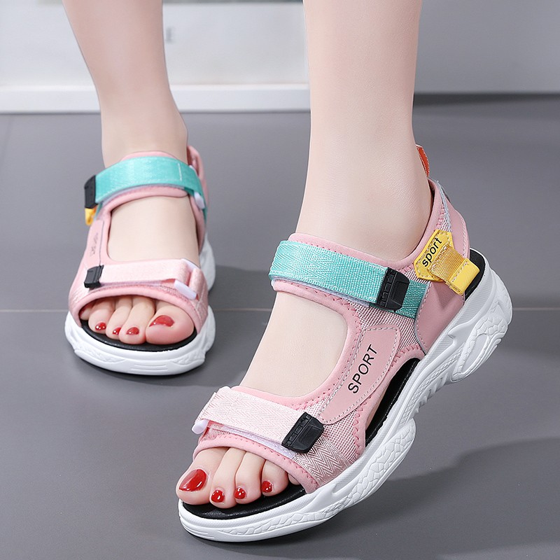 新款9韩版童鞋百搭少女孩12学生编织凉鞋沙滩鞋13岁运动凉鞋厚底女鞋