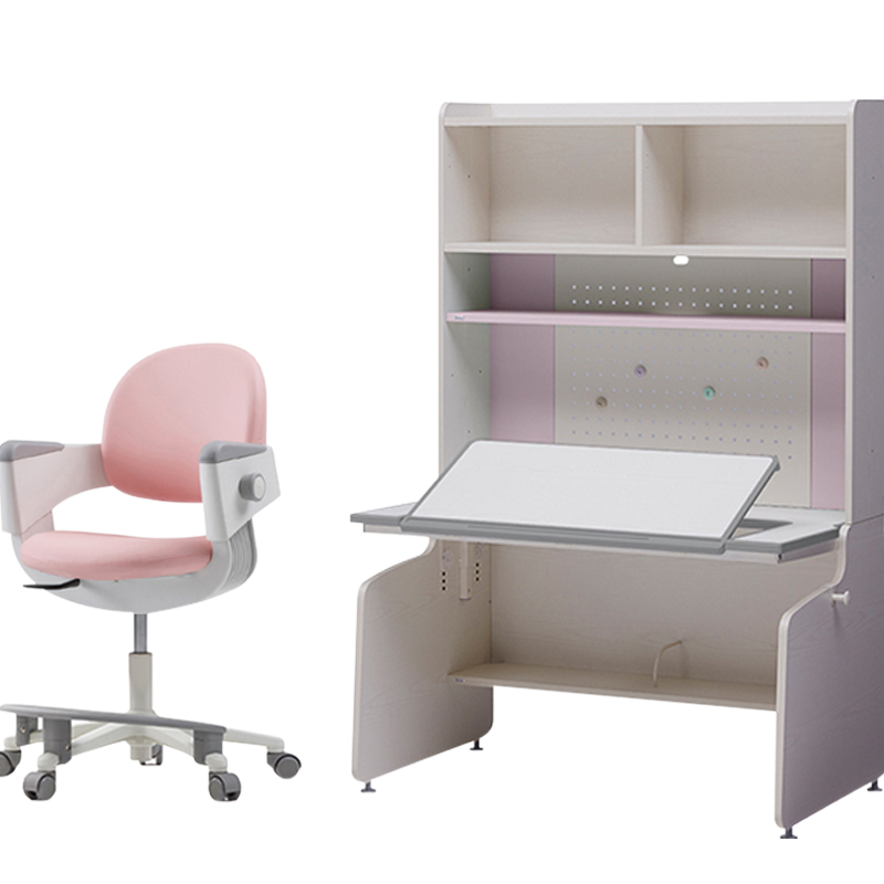 iloom原装进口儿童学习桌椅套装可升降写字台家用座椅书架中小学生孩子作业课桌书桌柜组合男女 高款桌椅套装豪华款+600边柜【颜色备注】