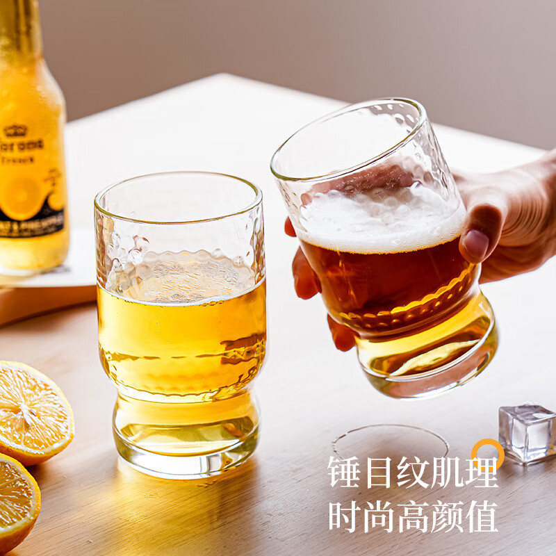 【精选】高颜值啤酒杯家用水杯洋酒杯大容量杯子果汁饮料杯夏季玻 透明色啤酒杯(1个装) 300ml 【波点啤酒杯】