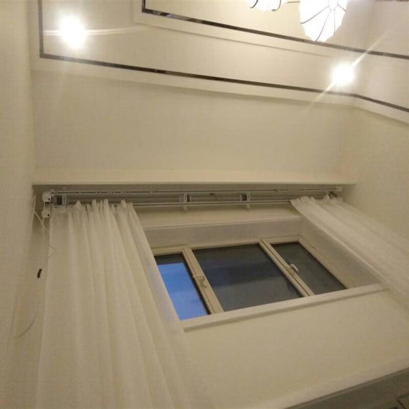 妙普乐复式楼窗帘 别墅电动遥控上升降窗帘智能复式楼高轨道开合帘会