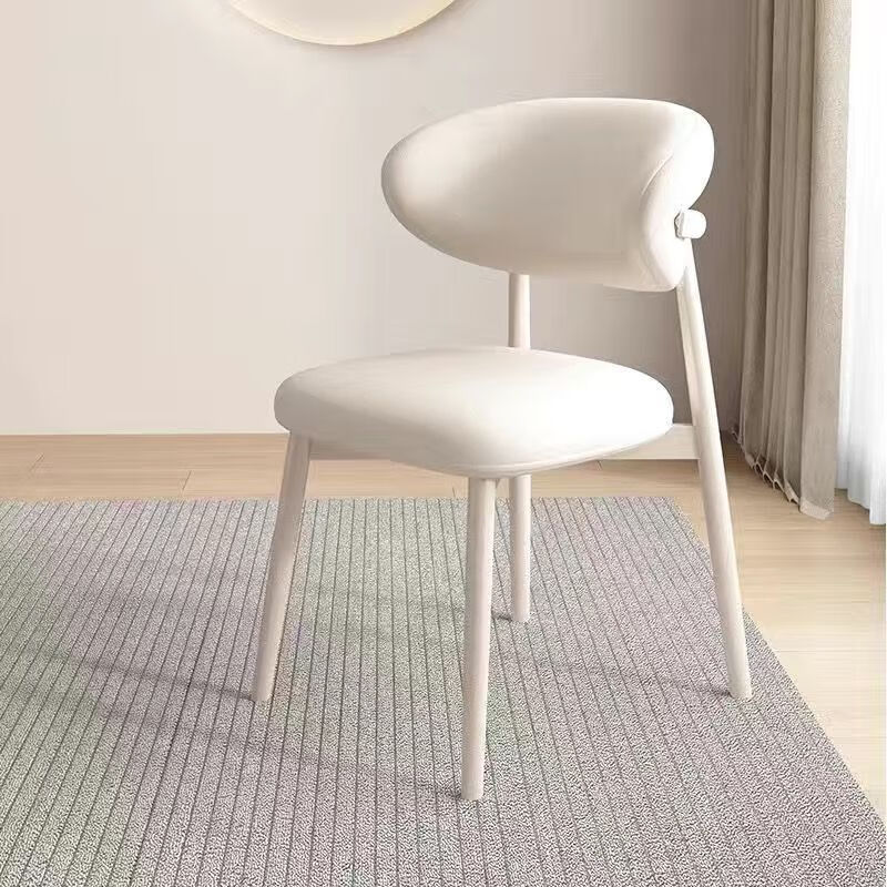 百圣牛意式网红餐椅铁艺轻奢设计酒店靠背椅现代餐厅餐桌椅轻奢家用 珍珠白+白腿 2把起售