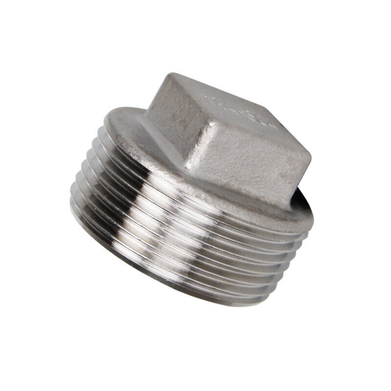 oloey304不锈钢外丝堵头四角螺纹接头封口管堵水管封头堵塞子4分6分1