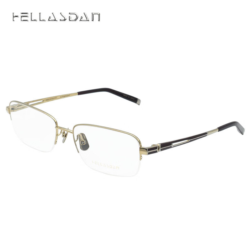 HELLASDAN华尔诗丹 日本进口 简约时尚系列 光学镜架 男款 半框 眼镜框架 钛 9577 001 金色