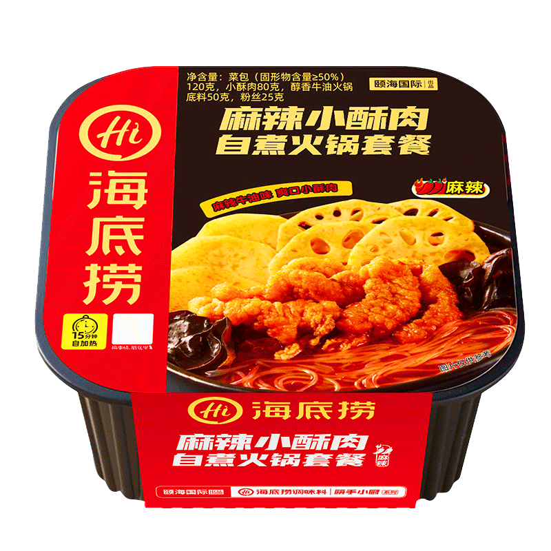 海底捞自热火锅 方便速食出游野餐便携无需热水 麻辣小酥肉火锅275g