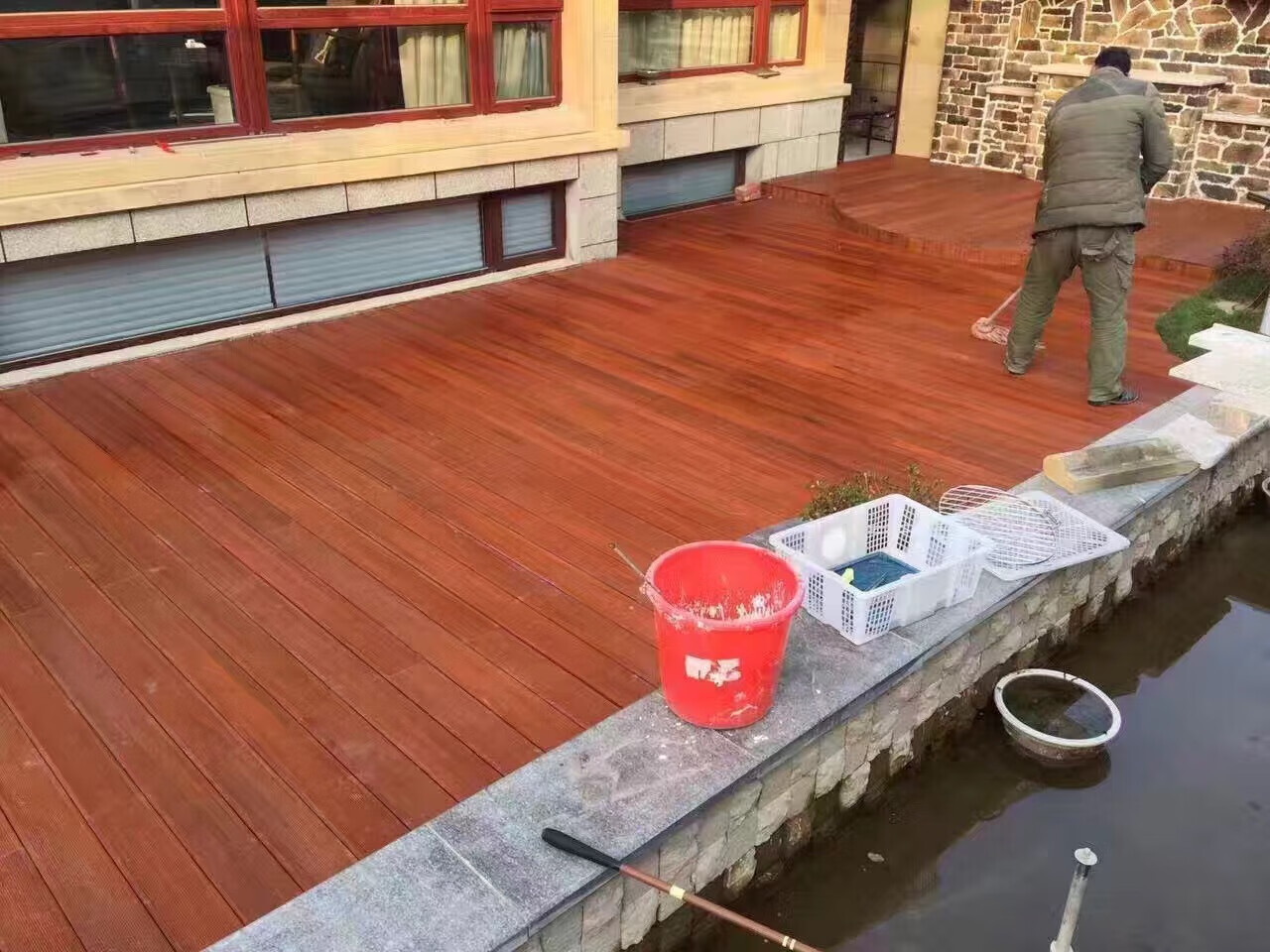 施韵令户外竹木地板室外公园栈道腐木地板碳化高耐重竹地板 菠萝格色