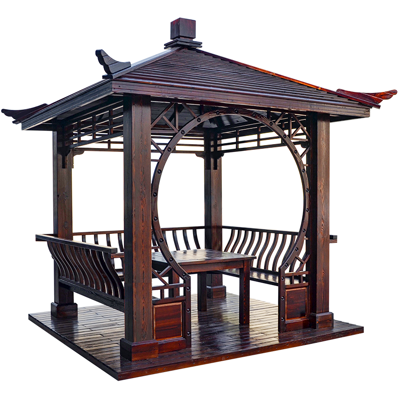 嘉勒美v仿古实木庭院四角亭子别墅花园设计古建室外景观园艺凉亭 四角樟子松凉亭