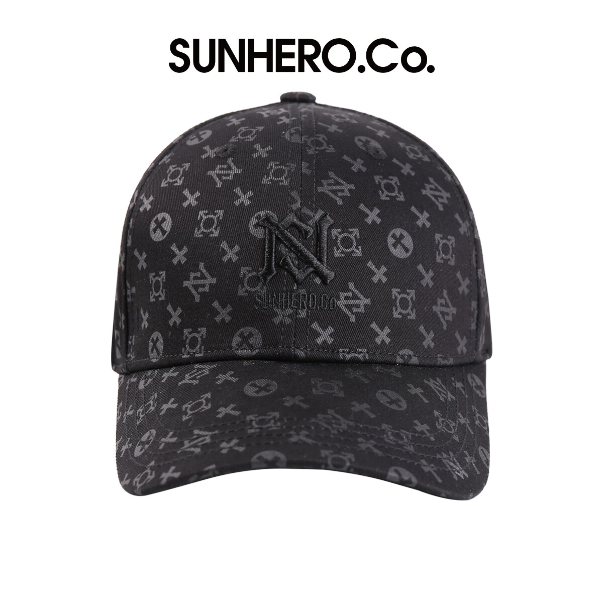 sunhero潮牌棒球帽男女情侣ins轻奢老花鸭舌帽满版印花防晒弯檐帽显脸小 3D印花棒球帽 XL （59-61）可调节[仅适大头男]