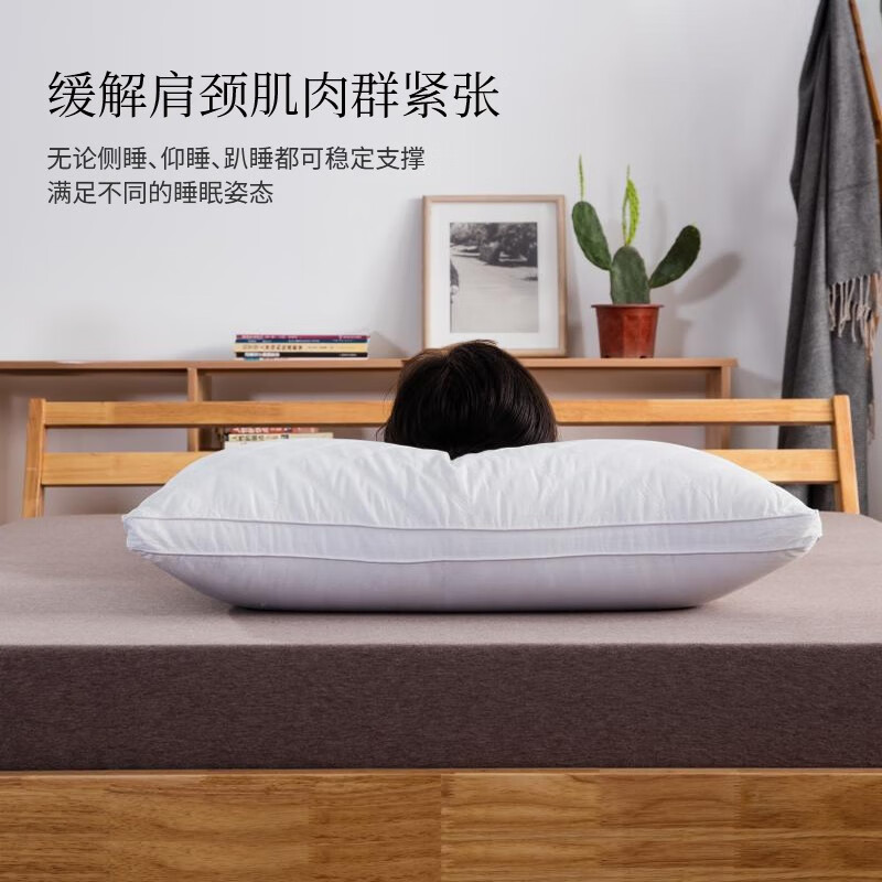 雅色 枕头枕芯 五星级酒店舒适纤维枕芯颈椎枕头可水洗成人家用高弹枕 三线格填充1200g【酒店高枕】 赠品枕套一对(勿拍)