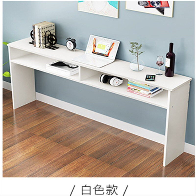 贡维长条桌靠墙电脑桌墙边窄桌笔记本书桌夹缝柜简易长方形小桌子卧室桌 白色 长120cm*宽30cm*高75cm
