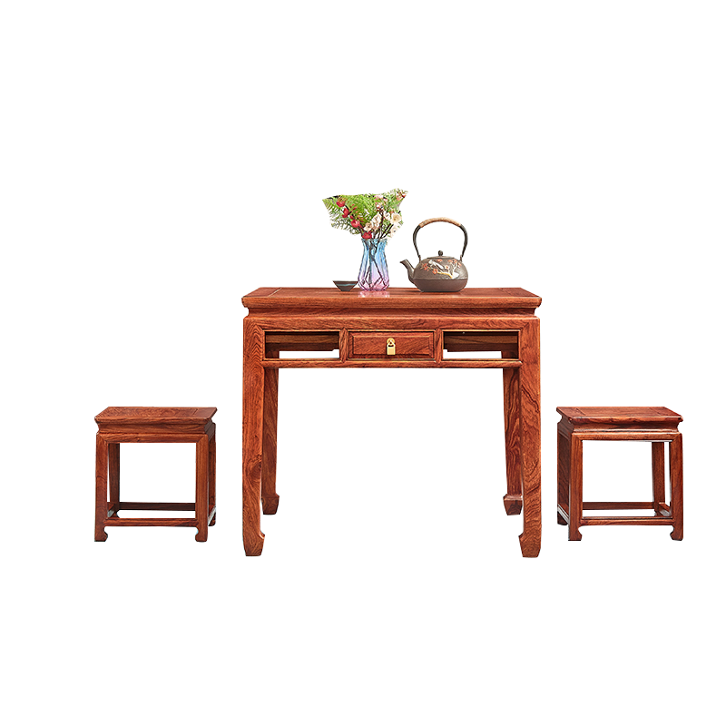 正荣府 红木家具 非洲花梨（学名：刺猬紫檀）餐桌 实木餐桌椅组合庭院阳台棋牌桌 78cm餐桌+4凳