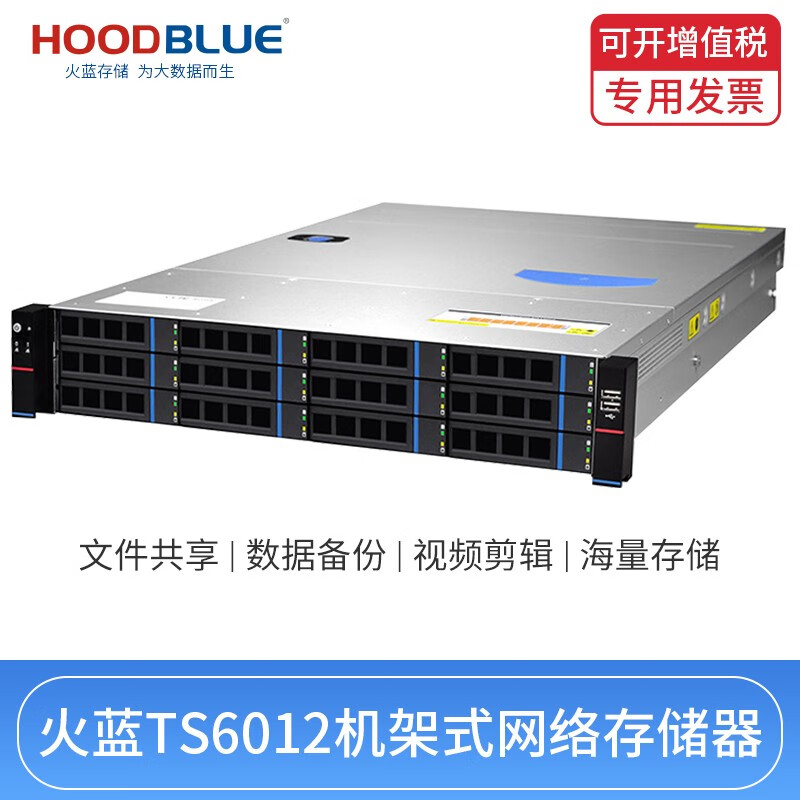 Hoodblue火蓝存储TS6012 万兆光纤NAS网络存储服务器 12盘位 企业级服务器磁盘阵列 TS6012-RP-192TB