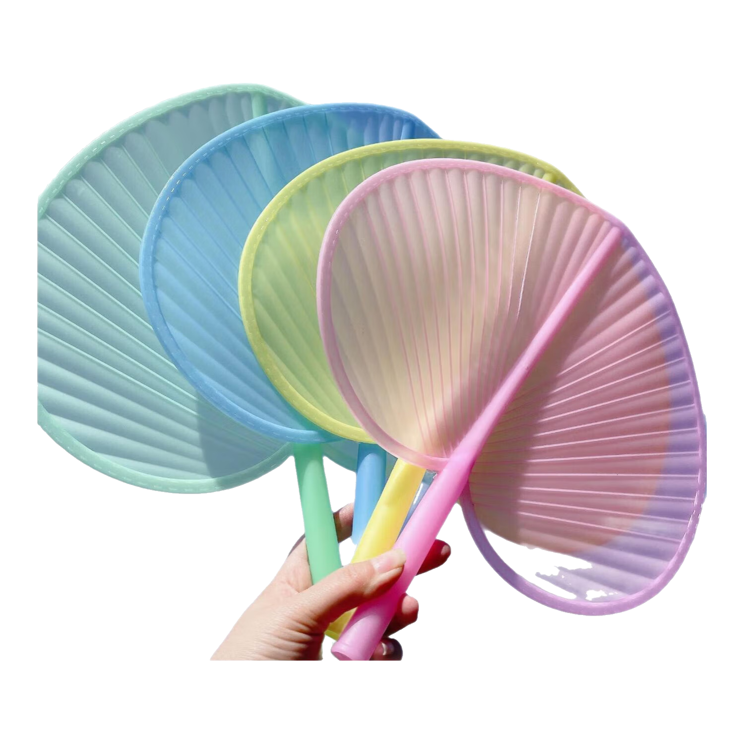 晰翊（XIYI）大號塑料扇子塑料一體扇清新扇子風大夏天家用加大號耐用扇子 （塑料一體扇）粉+黃+綠+藍