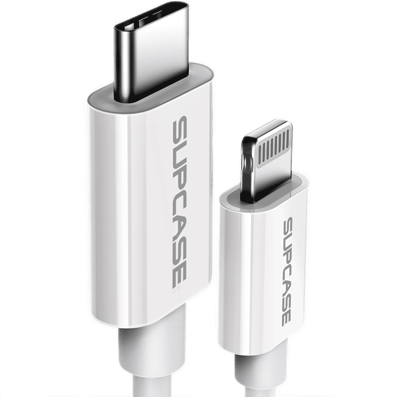 supcase 苹果MFI认证PD快充线USB-C\/Type-C转lightning充电器线 苹果PD快充MFi认证白色1.2米