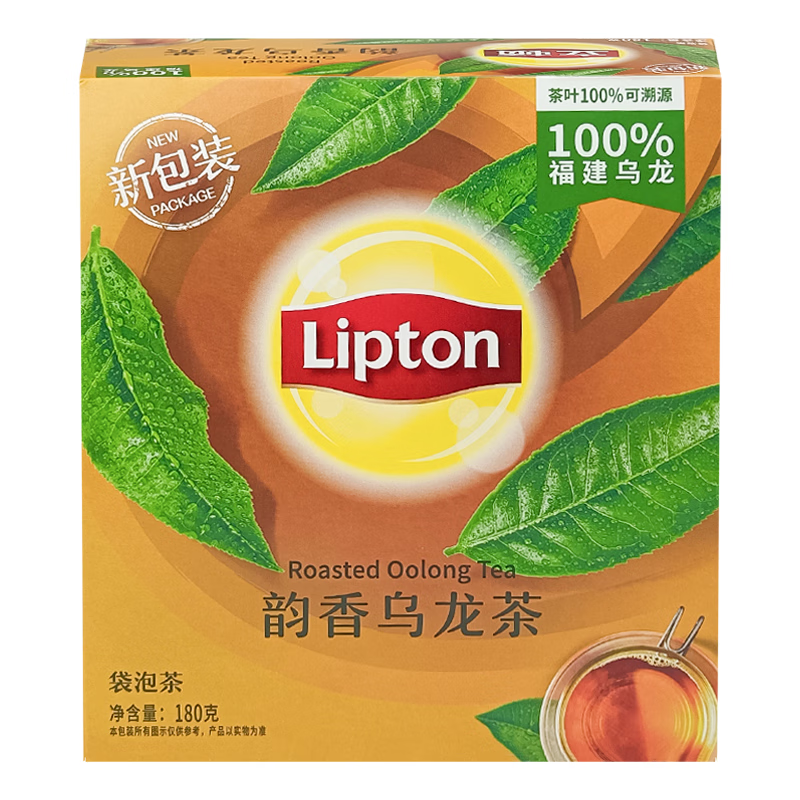 立顿（Lipton）乌龙茶 茶包茶叶 休闲办公室居家旅行下午茶 茶碎袋泡茶 （非独立包装）乌龙茶1.8g*100包