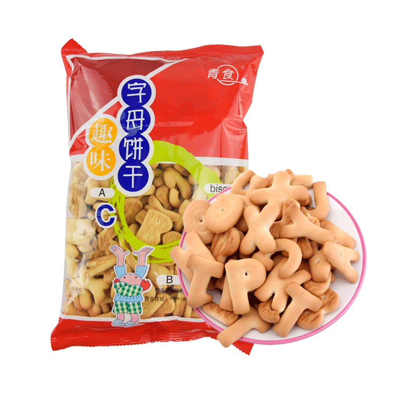 青食 特制钙奶饼干童年记忆怀旧早餐零食山东青岛特产老式大饼干 字母