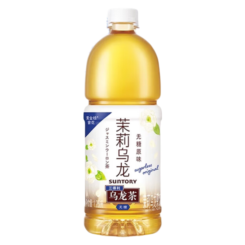 三得利(suntory) 无糖茉莉乌龙茶饮料 0糖0脂0能量1.25l*6瓶/整