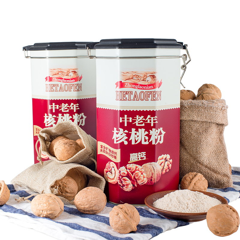 智力核桃粉 中老年高钙无蔗糖罐装核桃粉600g 2罐