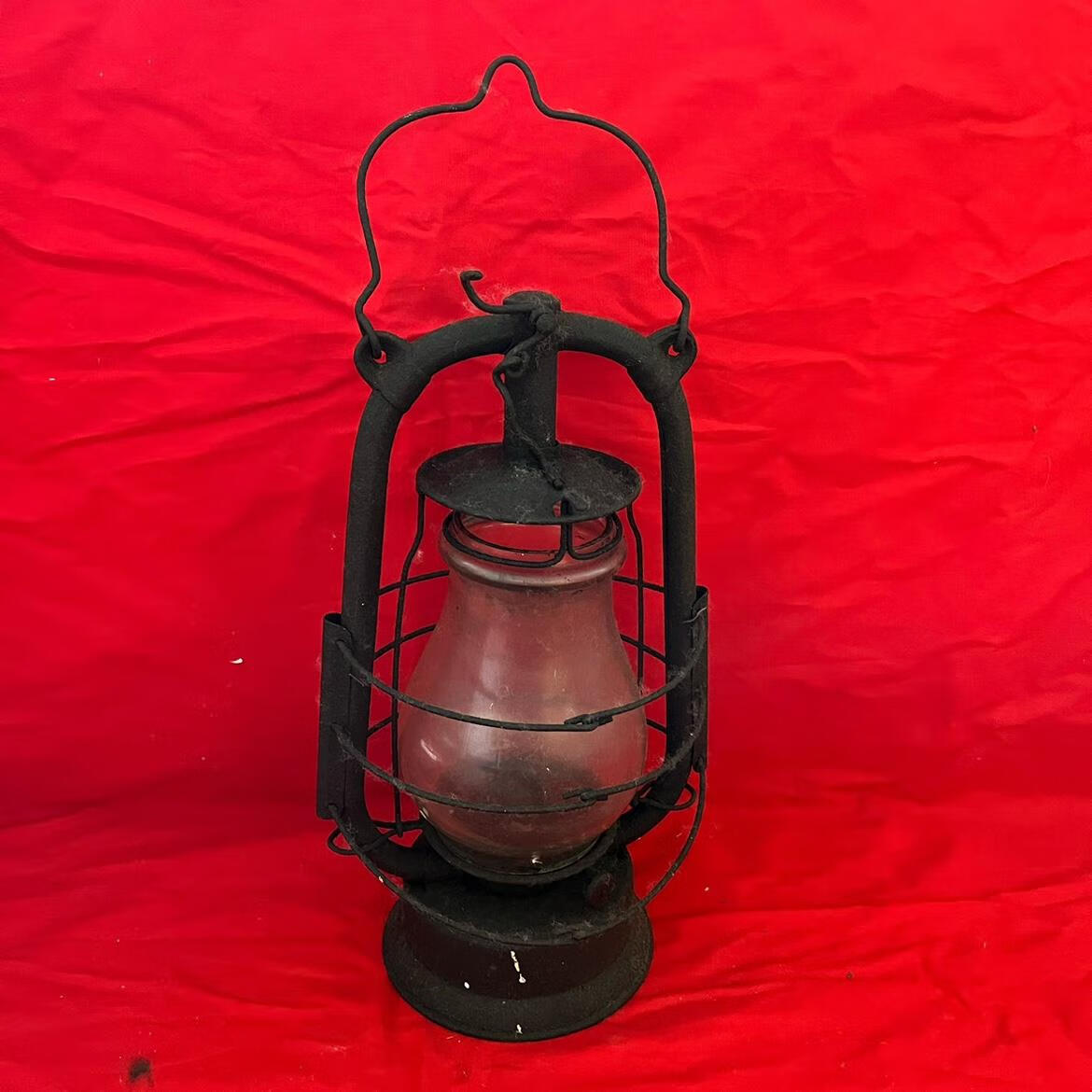 怀旧老物件马灯煤油灯提灯民俗文化装饰品红色老物件影视道具 民国三