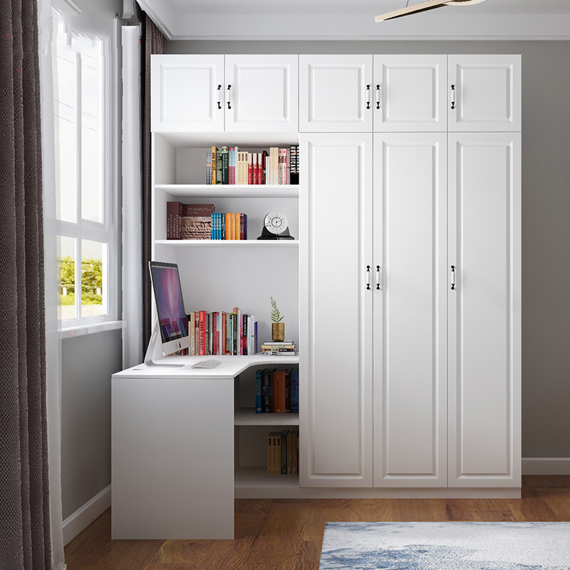 屹曼尚冉书桌书柜组合转角衣柜一体家用转角电脑桌台式带书架房 两门