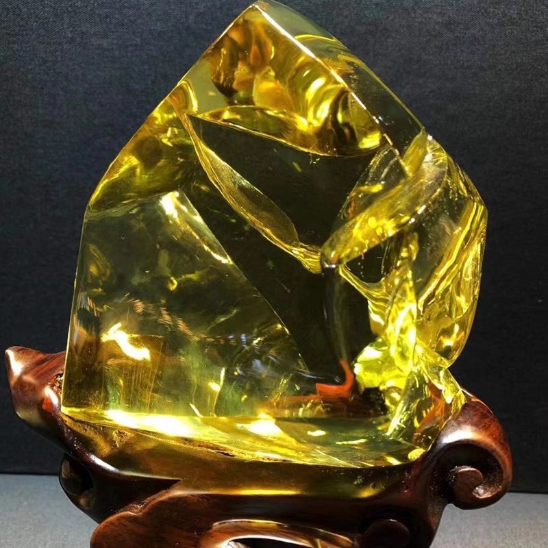 君政收藏原矿黄水晶景石原石观赏石摆件晶体透亮犹如冰块纯净水润闪亮