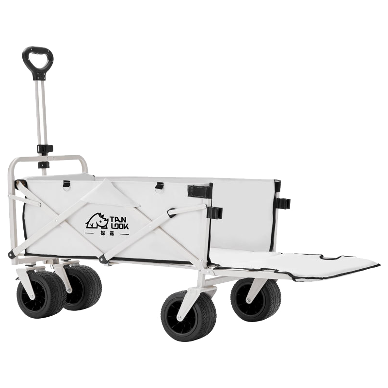 手推车折叠野餐车聚拢便携拖斗款露营车轻便款奶油白150230l容量承重