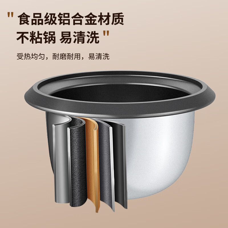 三角牌（Triangle）电饭煲家用迷你老式 电饭锅小蒸煮电锅宿舍用 不粘内胆带蒸笼3-4人用 6L -不粘胆(5-8人用)配3件套