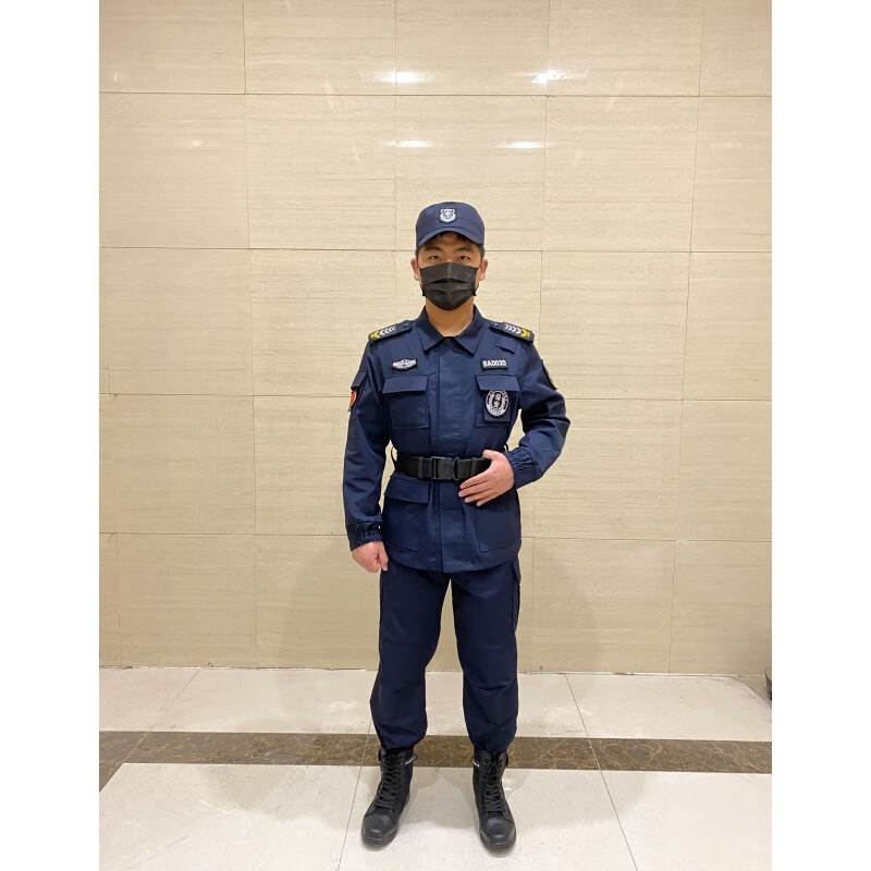 保安春秋装蓝色长袖夏款套装物业训练网格作训服 藏青春秋装 (上衣