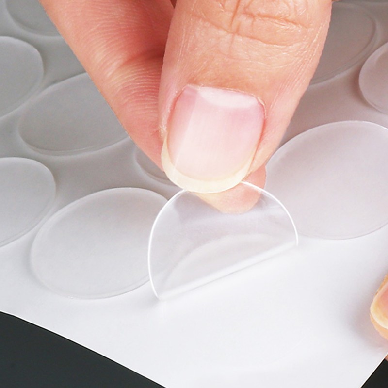 木杰 超粘强力防水小胶片贴 强力无痕胶带圆形固定亚克力双面胶透明