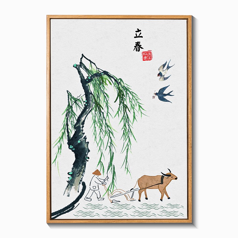 十四节气装饰画客厅沙发背景墙壁画新中式饭厅餐厅玄关墙面挂画 立春