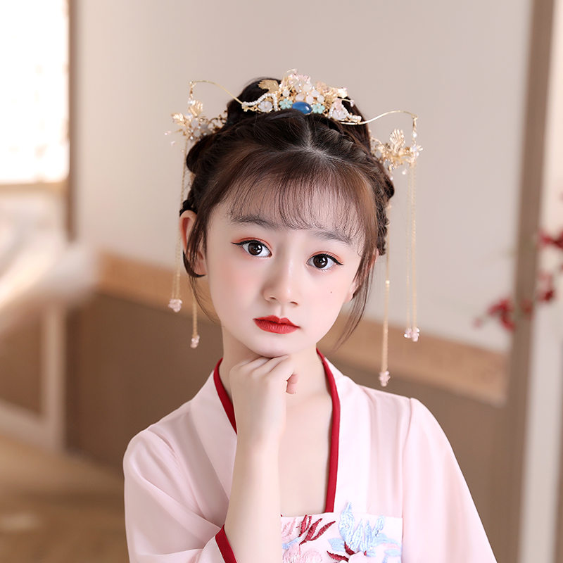 中国风儿童发饰2021新款汉服拍照配饰全套女童头饰流苏发钗美宝宝 花