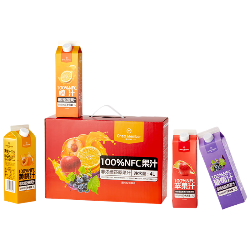 ���ڲ�����One's Member 1�Ż�Ա�� 100%��֭ ��+����+ƻ��+���� 1L*4�� ���װ