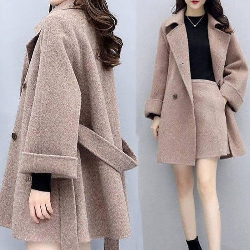 朦胧杏 300斤胖妹加肥加大码女装大衣大码胖mm中长款毛呢外套女韩版